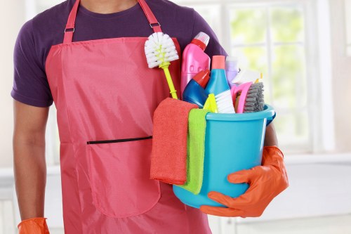 Cleaner preparing a service appointment checklist