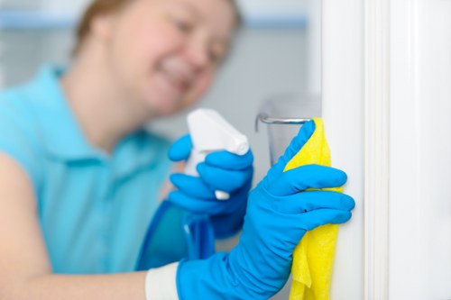 Local technician treating a carpet stain in Colliers Wood