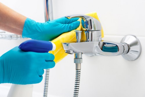 Local cleaning team working in a Colliers Wood apartment building