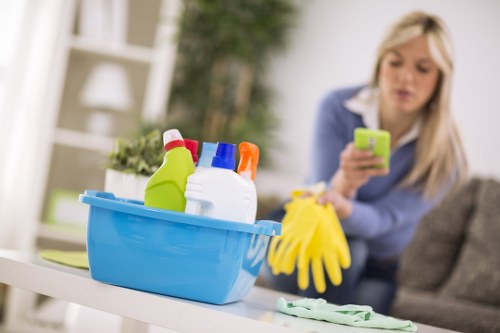 Cleaning staff following safe product handling practices